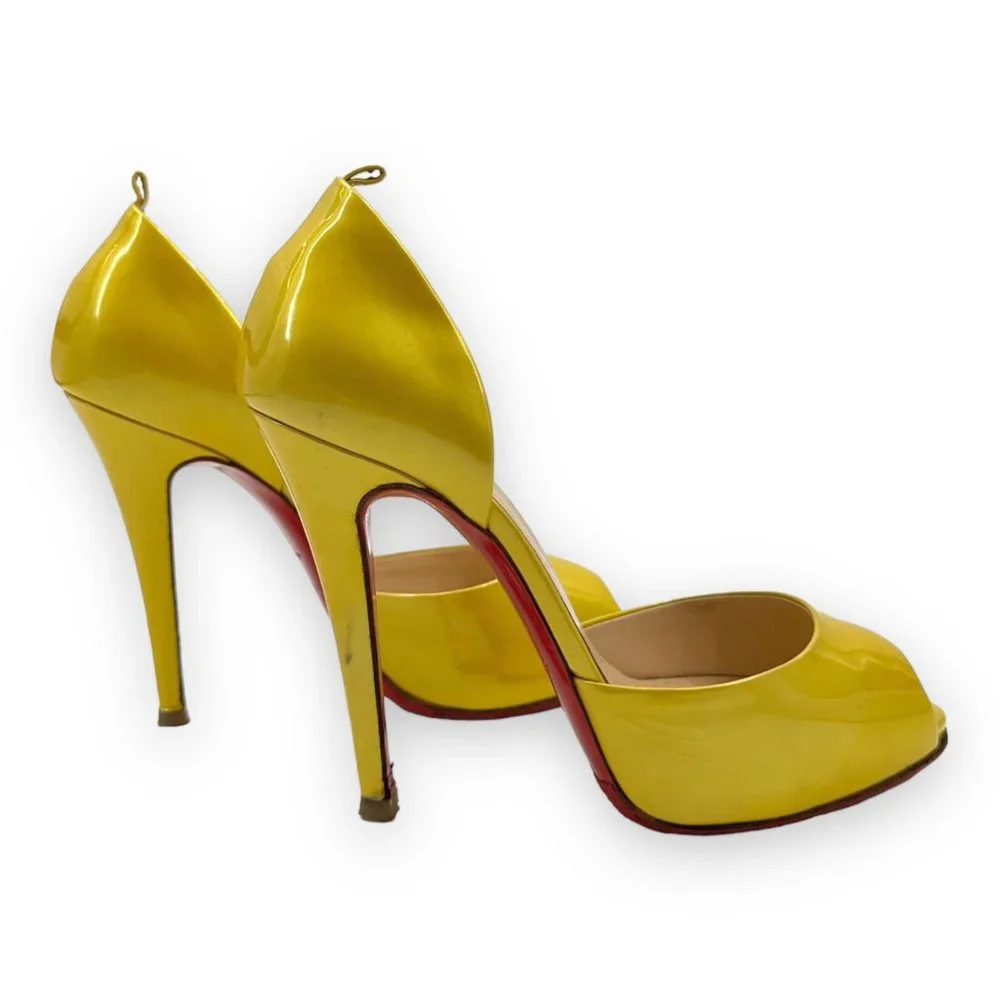 [relisted] Christian Louboutin Bright Yellow Peep Toe Heels - Picture 2 of 11
